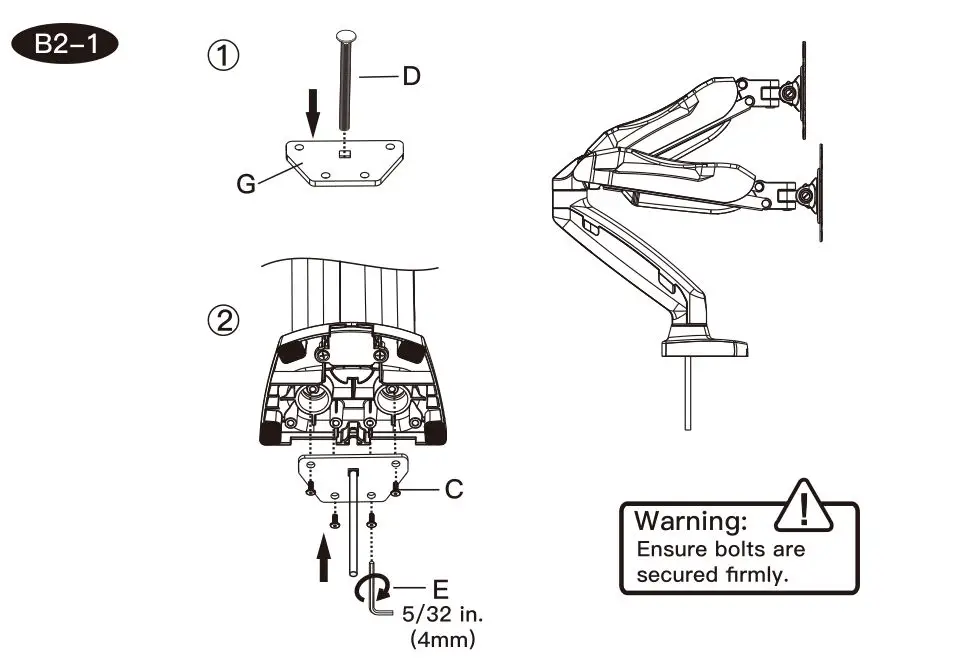 ERGEAR Monitor Desk Mount Instruction Manual-Installation-B2-1 Grommet Installation