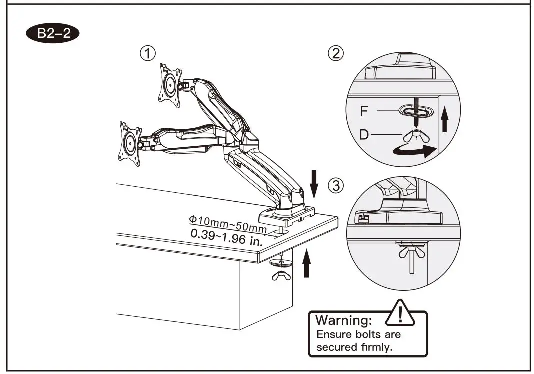 ERGEAR Monitor Desk Mount Instruction Manual-Installation-B2-2 Grommet Installation