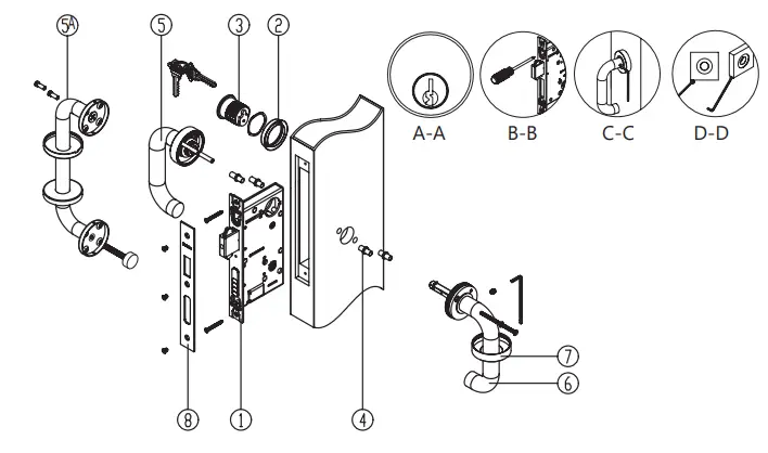 INOX-=PD97ES-Electrified-Mortise-Lockset-for-Sliding-Door-FIG-7
