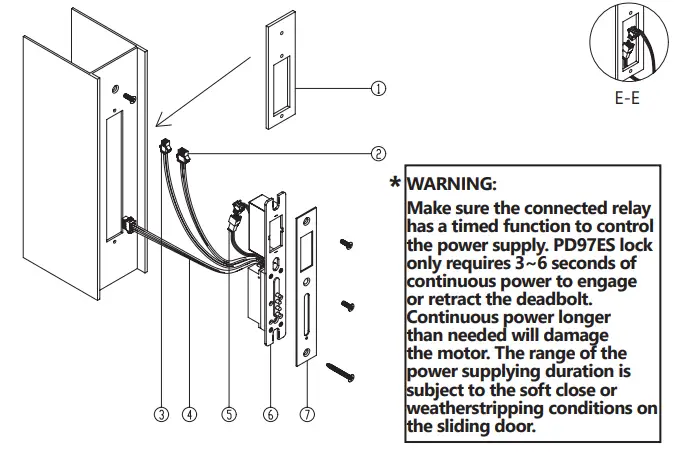 INOX-=PD97ES-Electrified-Mortise-Lockset-for-Sliding-Door-FIG-8
