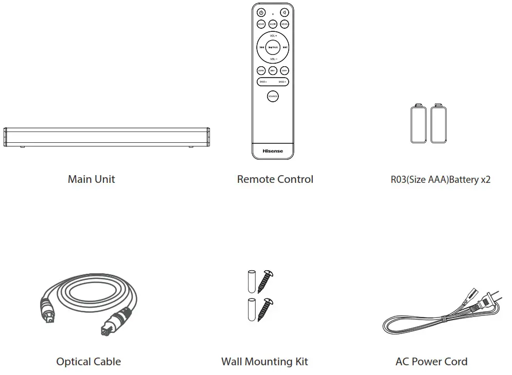 Hisense HS214 2.1 Channel Sound - Package Contents
