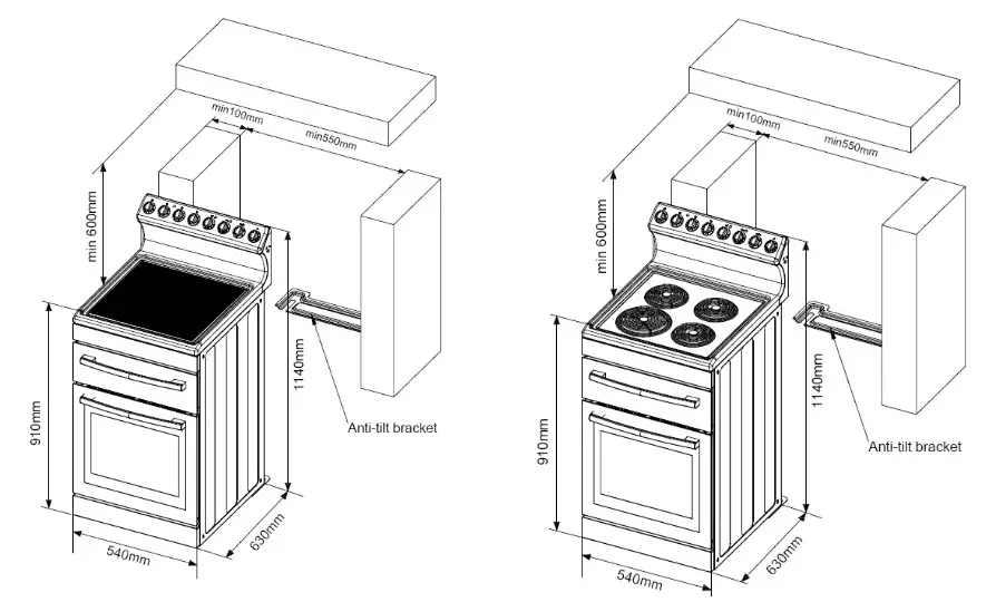 VOGUE 310121 Freestanding Oven - Installing your new cooker 3