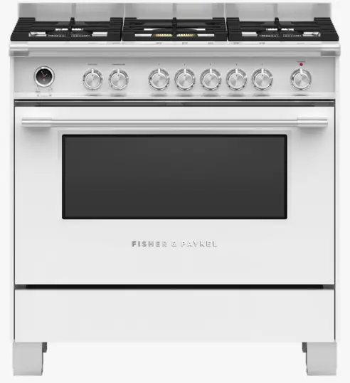 FISHER PAYKEL OR90SCG6W1 Freestanding Cooker Dual Fuel 90cm 5 Burners Self cleaning