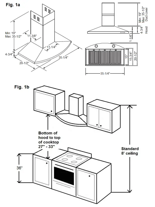 WINDSTER RA-239036SS Stainless Steel Wall Hood - fig 1