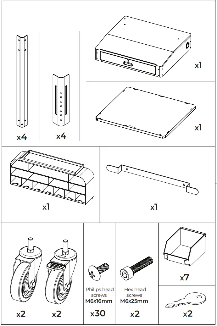 LUXOR DTWS002 Shop Desk w Pigeonhole Bin Unit - FIG 1