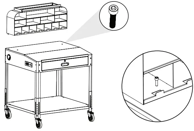 LUXOR DTWS002 Shop Desk w Pigeonhole Bin Unit - FIG 6