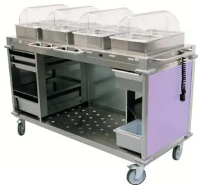Cadco CBC HHH LST 4 Stainless Steel MobileServ 3 Bay Mobile Hot Buffet Cart - Fig
