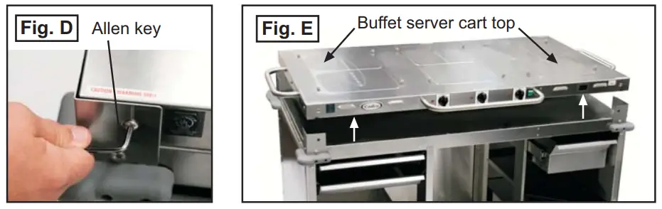 Cadco CBC HHH LST 4 Stainless Steel MobileServ 3 Bay Mobile Hot Buffet Cart -holder kide 6
