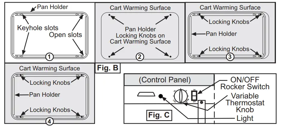 Cadco CBC HHH LST 4 Stainless Steel MobileServ 3 Bay Mobile Hot Buffet Cart -holder kide9