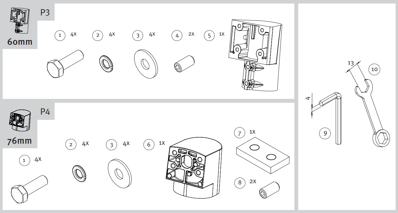 Schreder P3 Pole Mount Fixation Ceiling Fixation - fig 1