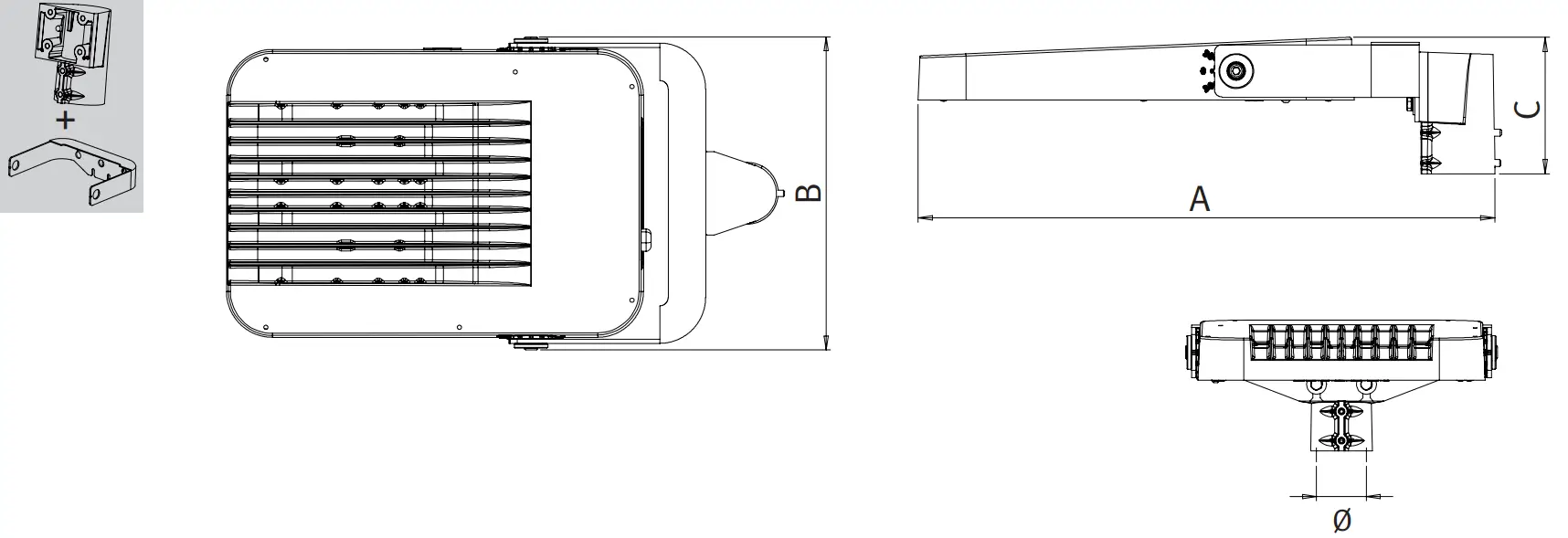 Schreder P3 Pole Mount Fixation Ceiling Fixation - fig