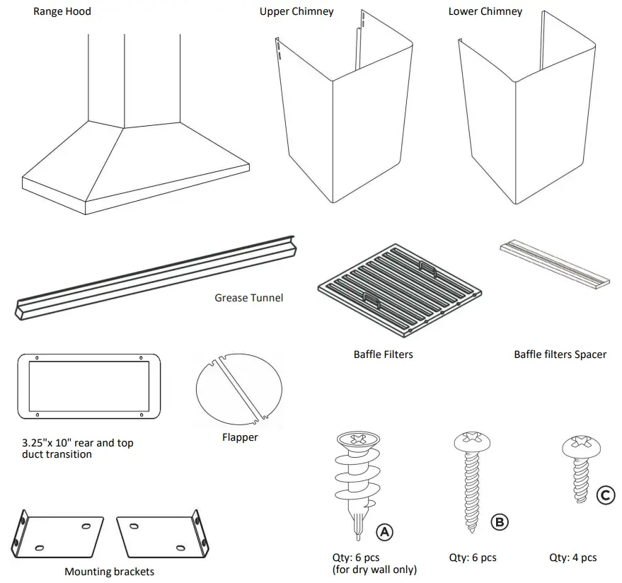 AVG AVN 308CS2 NEVADA Wall Mounted Range Hood - Fig 3