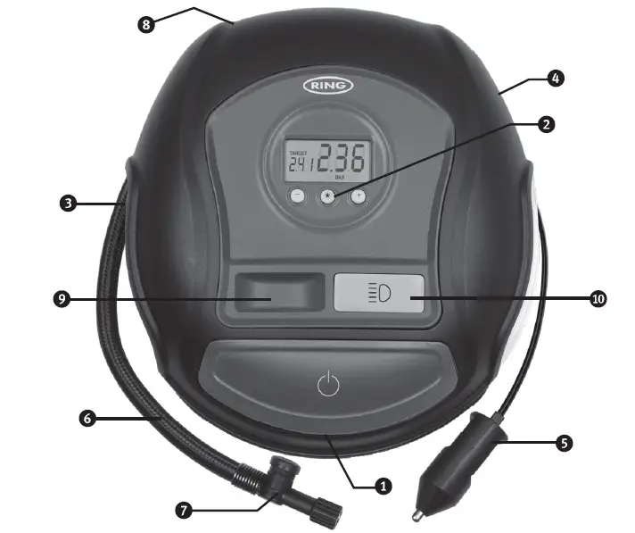 RING RTC600 Digital Tyre Inflator with Auto Stop and LED Light 3