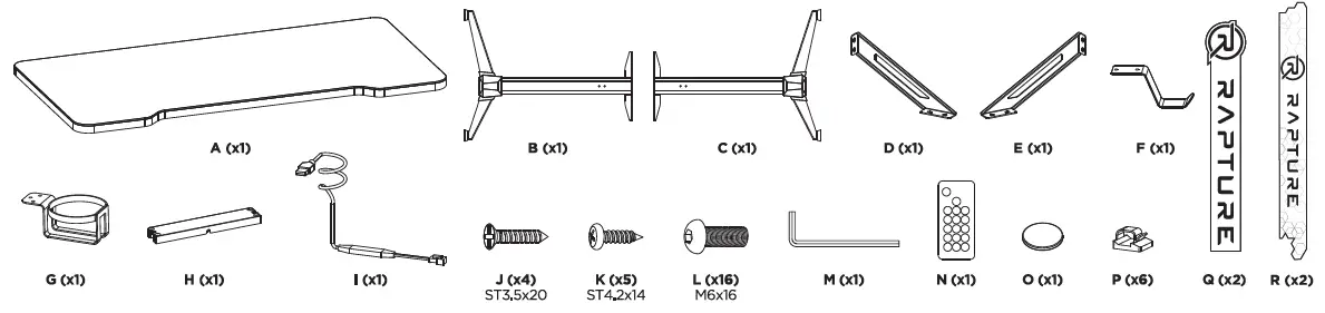 RAPTURE RPT-GDTGL310B Gaming Desk AURORA 310 1