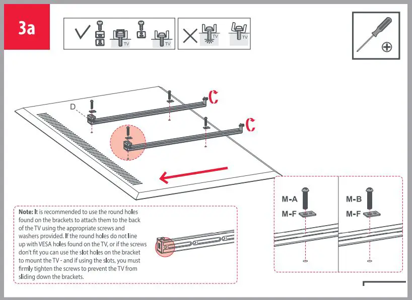 ONE FOR ALL WM7481 Universal Falcon TV Stand Installation Guide - Installation 3a