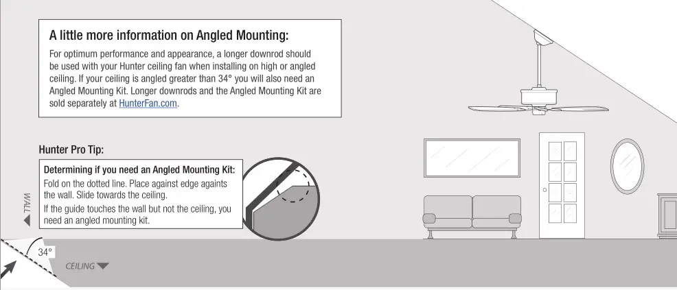 Hunter 51314 Aerodyne Ceiling Fan - Angled Mounting