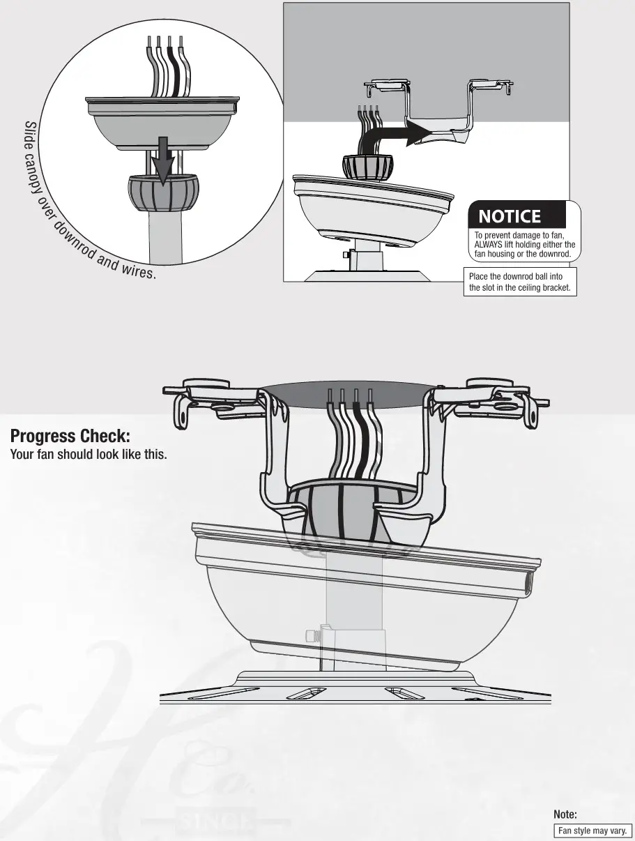 Hunter 51314 Aerodyne Ceiling Fan - Hanging the Fan