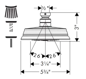 hansgrohe 04070xx5 Croma C 100 3 Jet Shower Head - figure 2