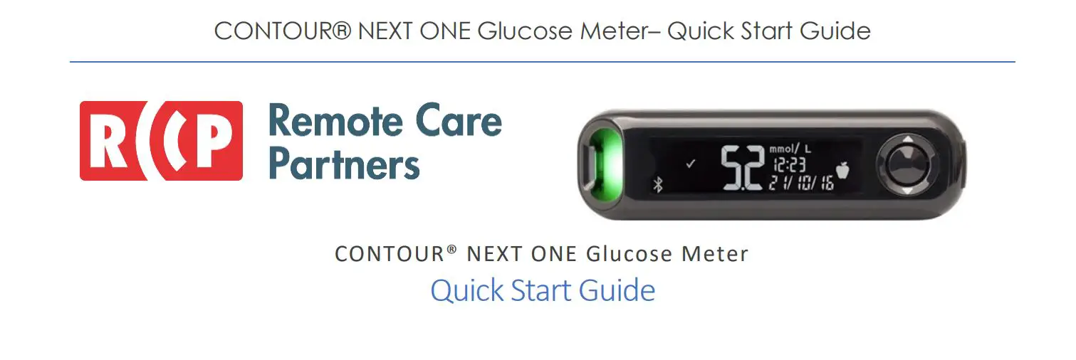 RCP 4605A Contour Next One Glucose Meter User Guide