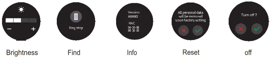 Jiangsu Saibo Yuhua Technology 1 32 Inch Full RoundTouch Smart Watch - Settings interface