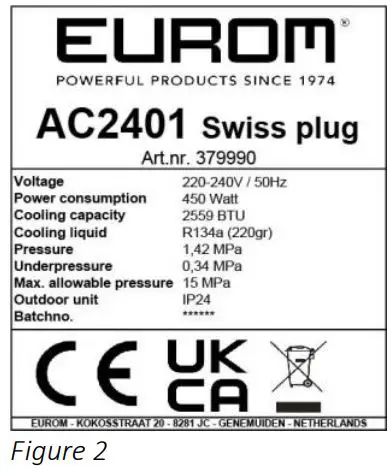 EUROM AC2401 Split Air Cinditioning User Manual - Figure 2