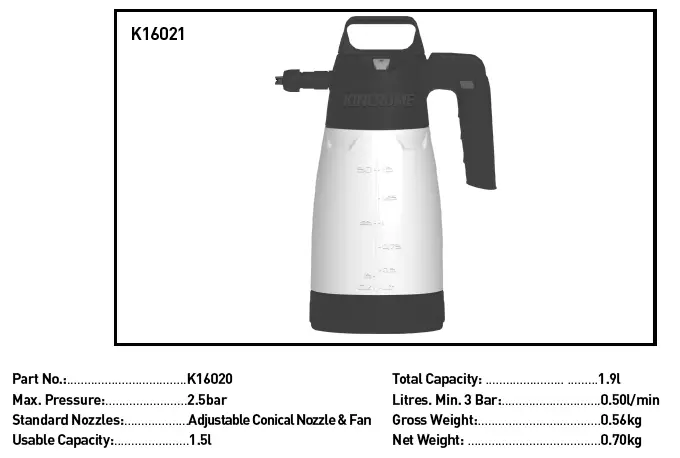KINCROME K16020 Heavy Duty Pressure Sprayer 1.5 Litre fig 3