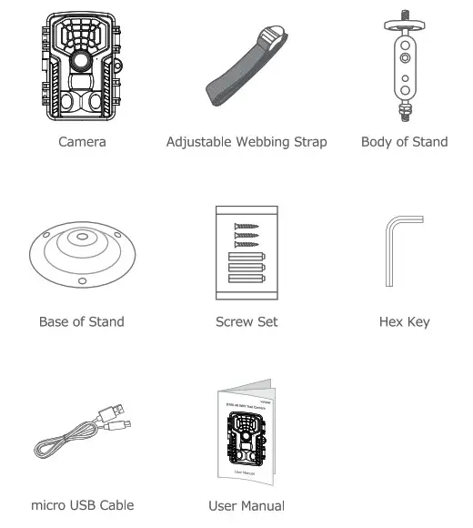 VANBAR D700 4K WiFi Trail Camera - Packing List