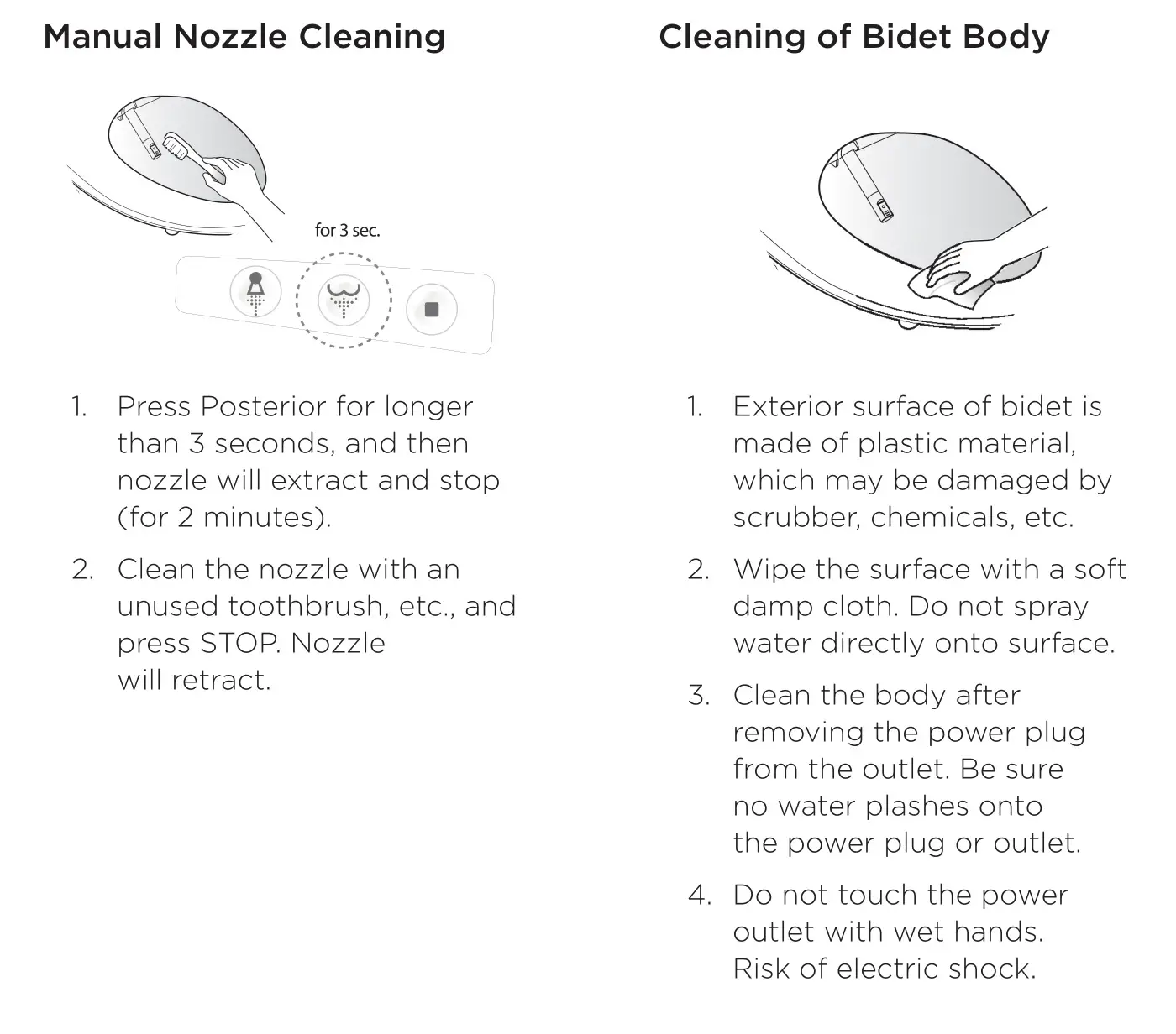 bioBidet DIB Special Edition Advanced Bidet Toilet Seat - MAINTENANCE & CLEANING