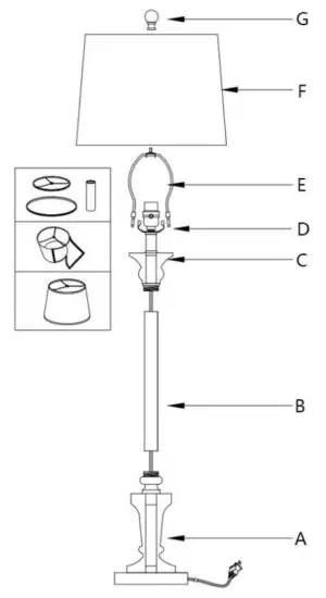 Maxax T77 31 Inch Brown Buffet Lamp Set with White Shade - display