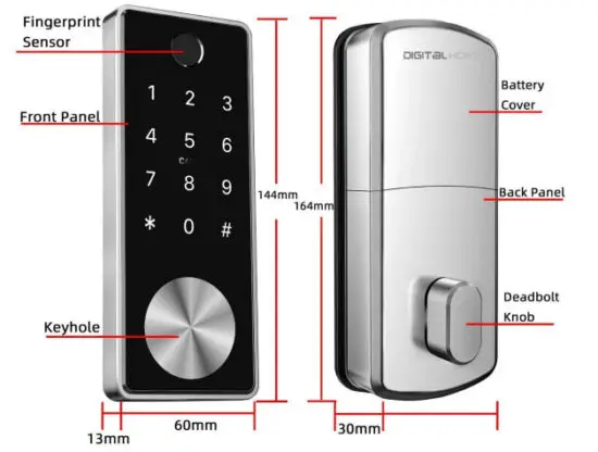 DIGITAL HOME DH210 Smart Fingerprint Deadbolt Lock - Lock Structure