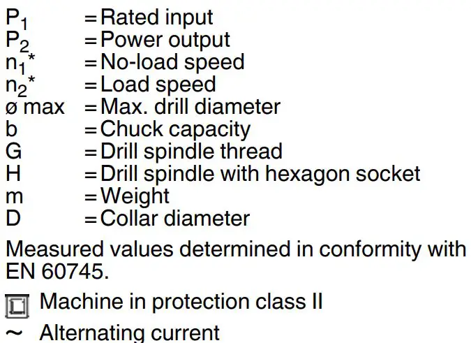 metabo BE 850-2 850W Rotary Drill Instruction Manual - Technical Specifications