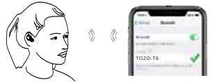 TOZO T6 Waterproof Wireless Earbuds User Guide - Pair with mobile phone
