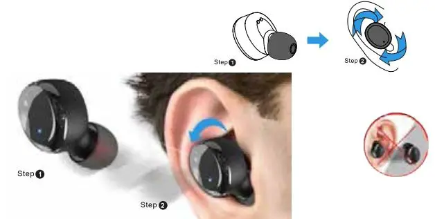 TOZO T6 Waterproof Wireless Earbuds User Guide - Wearing Steps