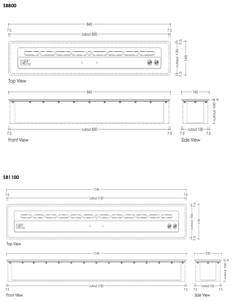 ICON FIRES BIO 70 210 Slimline Burner - Slimline Burner2
