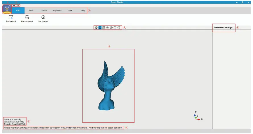 REVOPOINT 2022.4 Portable 3D Scanner - Main Menu Panel
