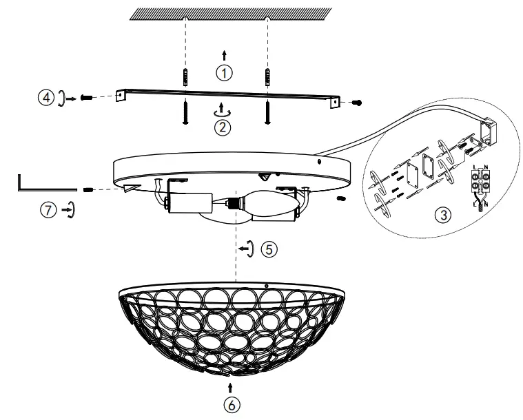 NOVA LIFE 8014103200 Nala Plafond IP21 Crystal