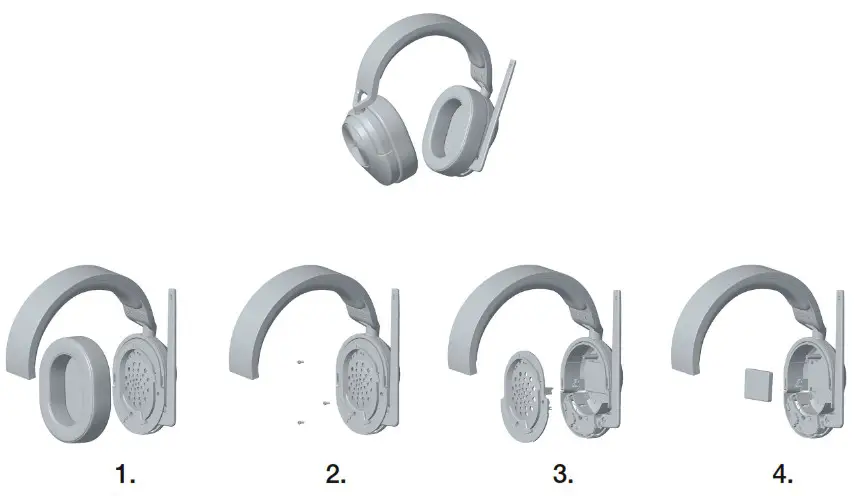 CORSAIR HS55 Gaming Headset - BATTERY REMOVAL INFORMATION