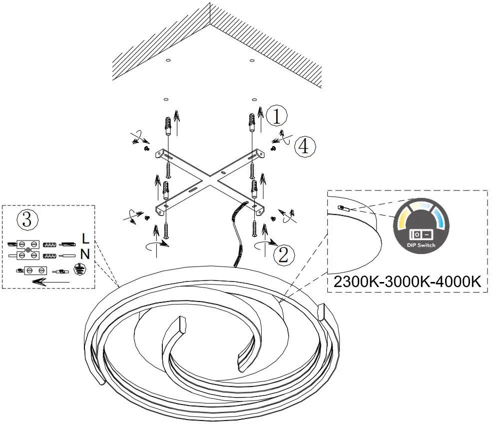 TRIO 641910205 LED ceiling lamp - Maunting