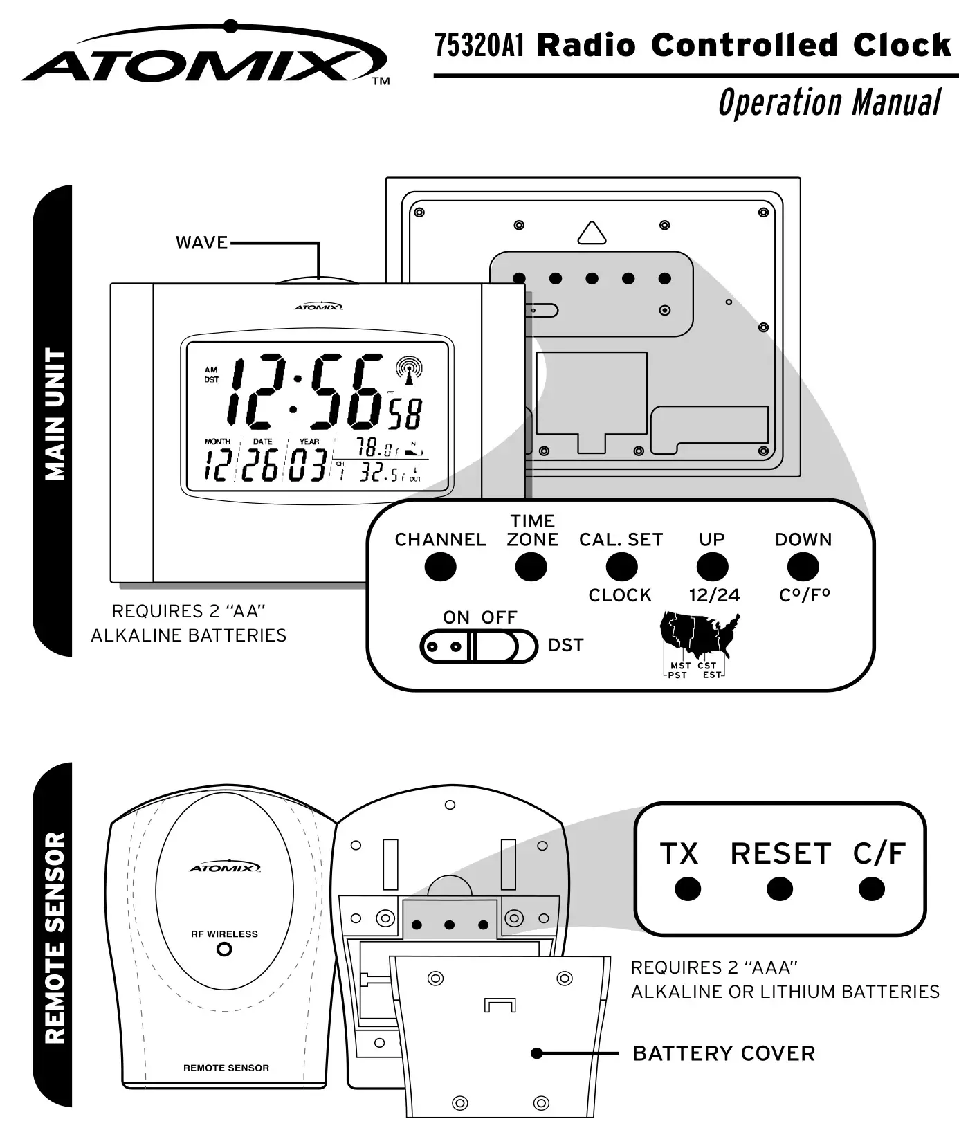 ATOMIX 75320A1 Radio Controlled Clock User Manual