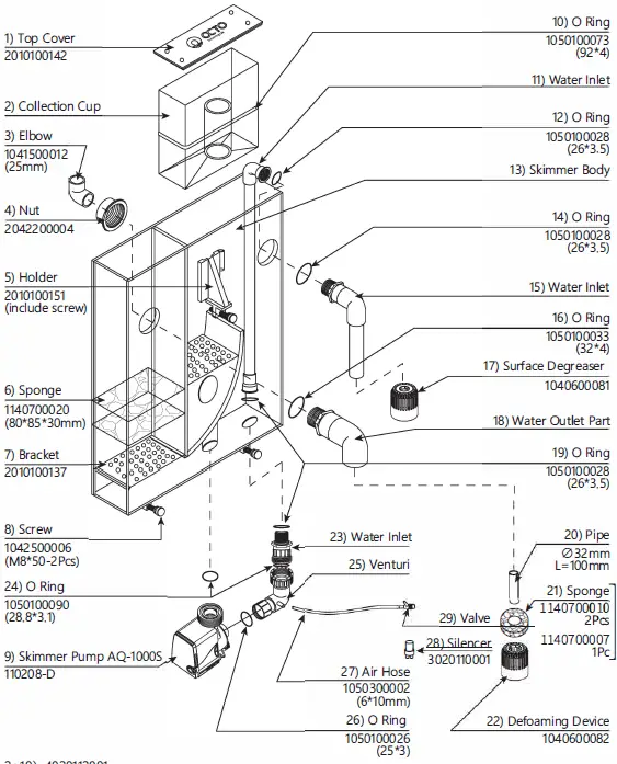 OCTO Classic 1000-HOB Hang On the Back Protein Skimmer 90 Gallon 01