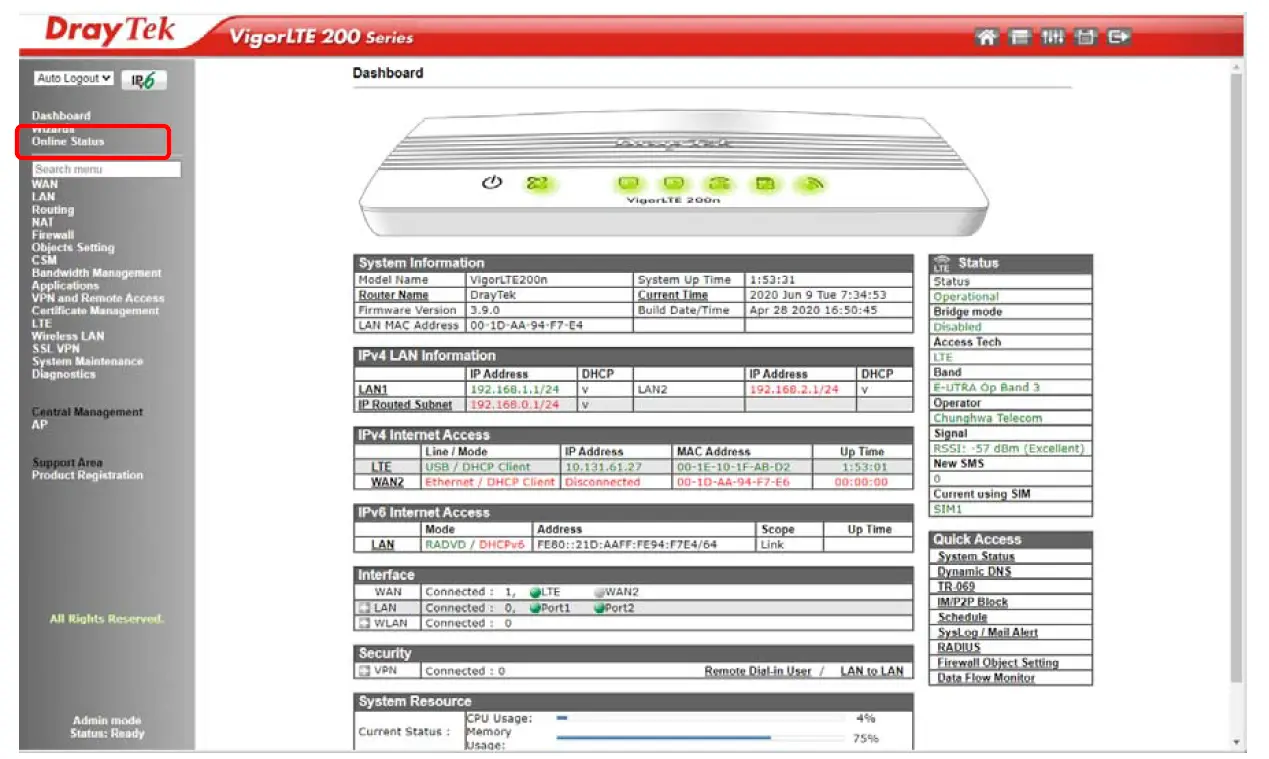 DrayTek VigorLTE 200 Series LTE Router 15