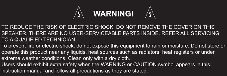 Portable Speaker SBX-412401BTS - Warning