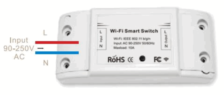 Moes MS-101-16A Wifi Smart Switch - Appliance wiring