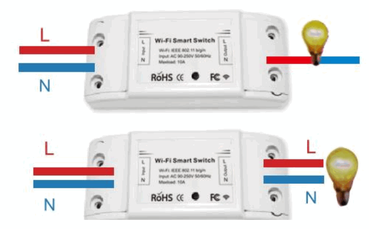 Moes MS-101-16A Wifi Smart Switch - Light wiring
