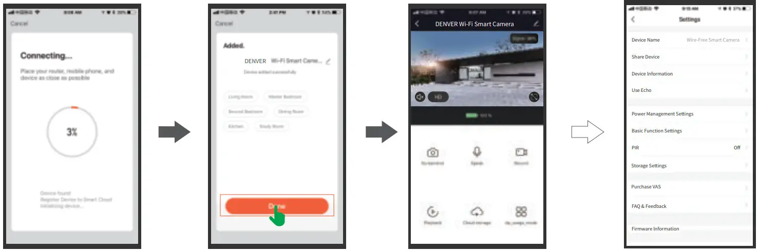 DENVER IOB-207 Wi-Fi IP Outdoor Smart Camera - connecting