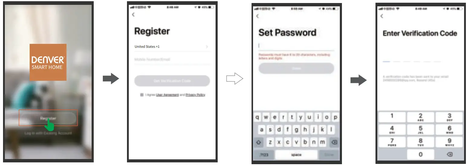 DENVER IOB-207 Wi-Fi IP Outdoor Smart Camera - registration