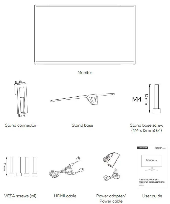 kogan KAMN24F7CSB Full HD Curved 75HZ FreeSync Gaming Monitor fig-1