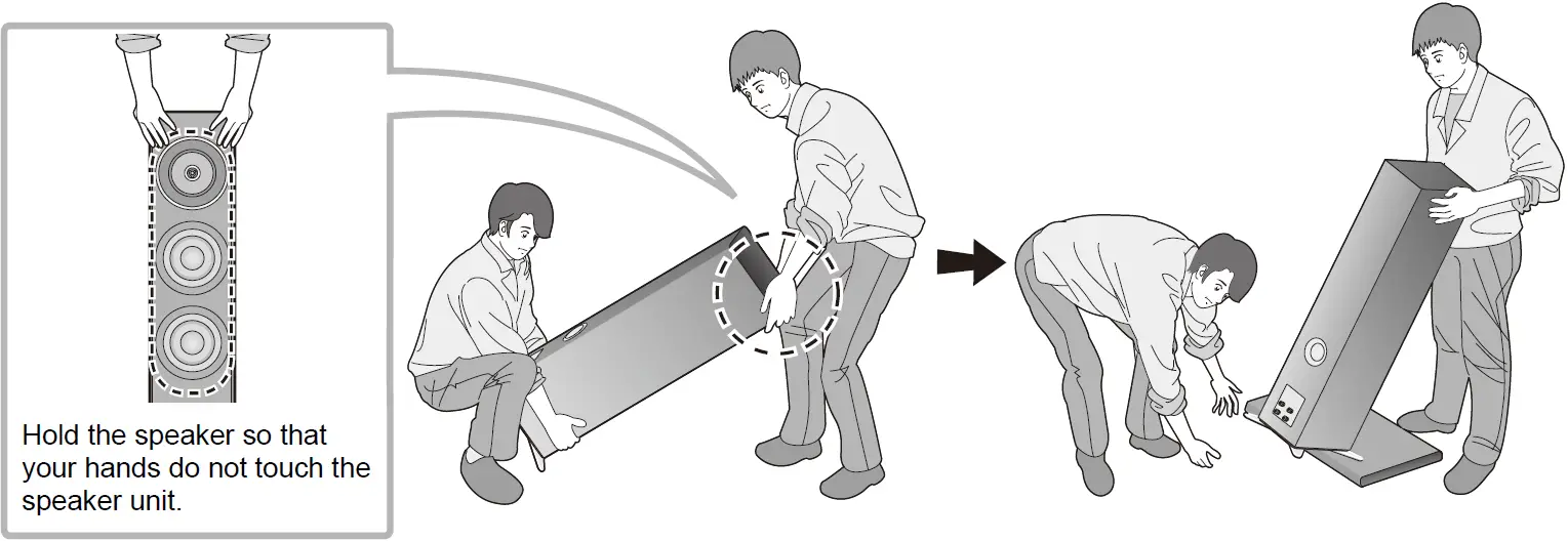 Placing the speakers using the spikes 02