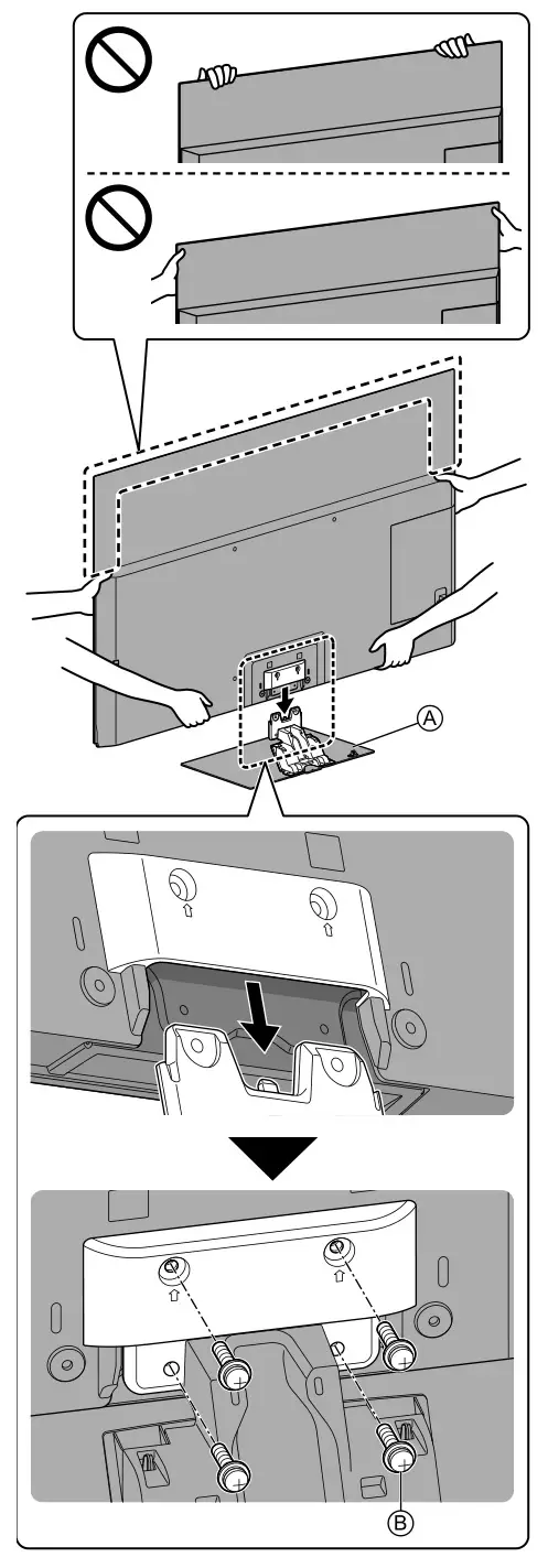 Panasonic 55″ 65″ Class 4K Ultra HD TV - Assembling the pedestal