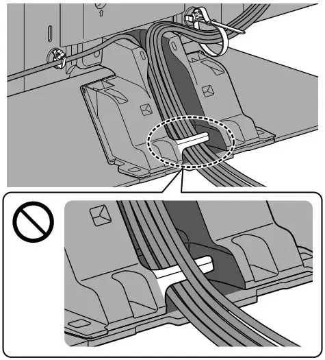 Panasonic 55″ 65″ Class 4K Ultra HD TV - Fixing the cables using the cable tie Example